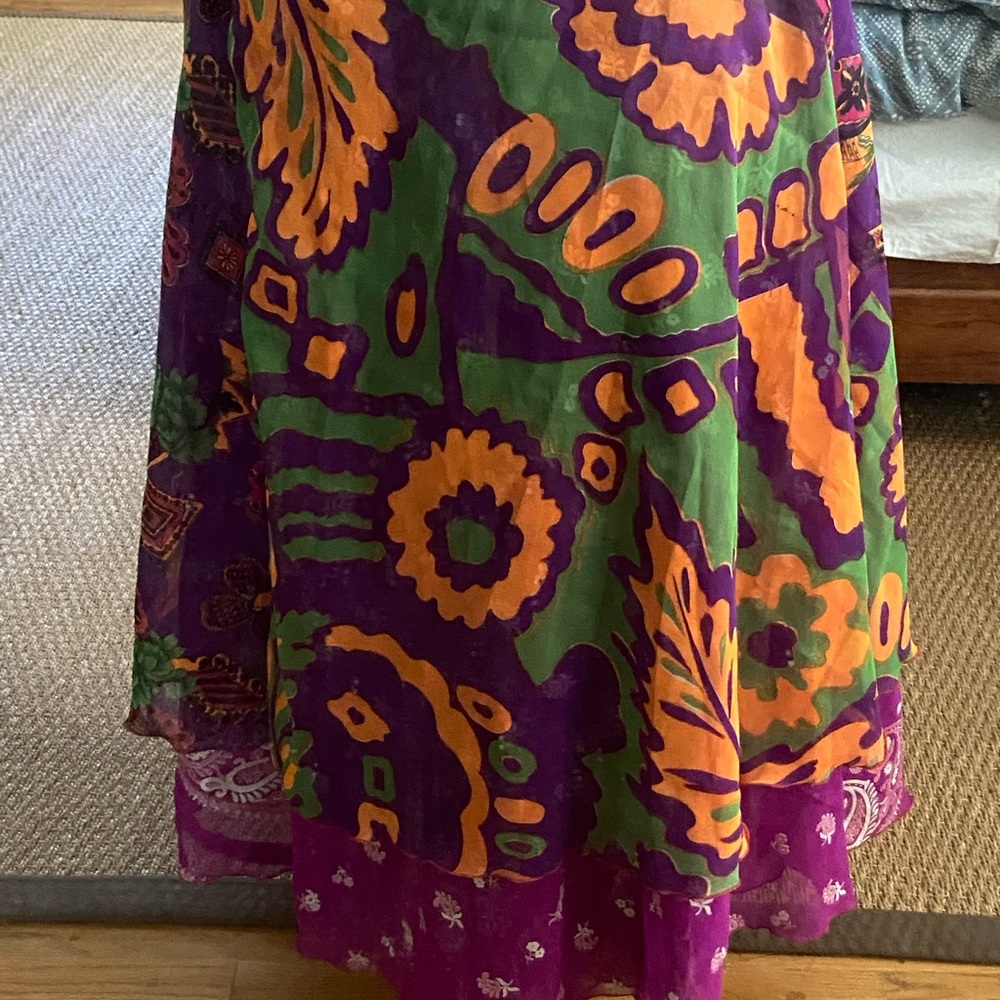 Sarong-style reversible wrap maxi skirt